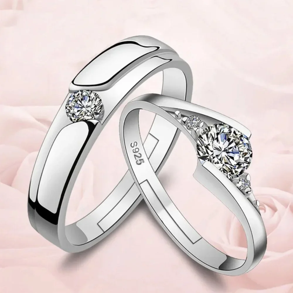 2 Rings 925 Sterling Silver Ring Crossed Simple Minimalist Engagement Rings Open - Picture 1 of 3